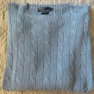Polo Ralph Lauren Vintage Silk Cable Crewneck Sweater in Blue Size M